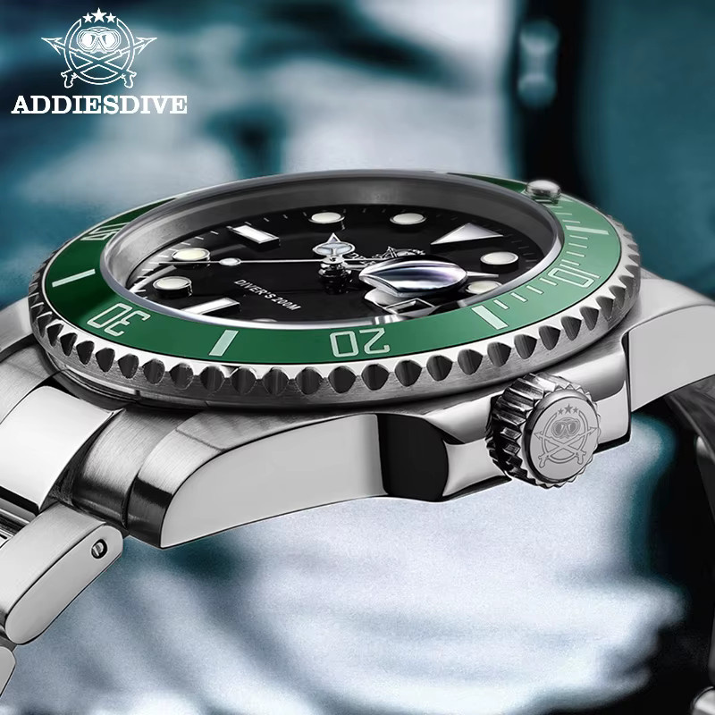 ADDIESDIVE Armbanduhr, Quarz, Edelstahl, 20 ATM, Herren, Schwarz, Silber - Bild 3
