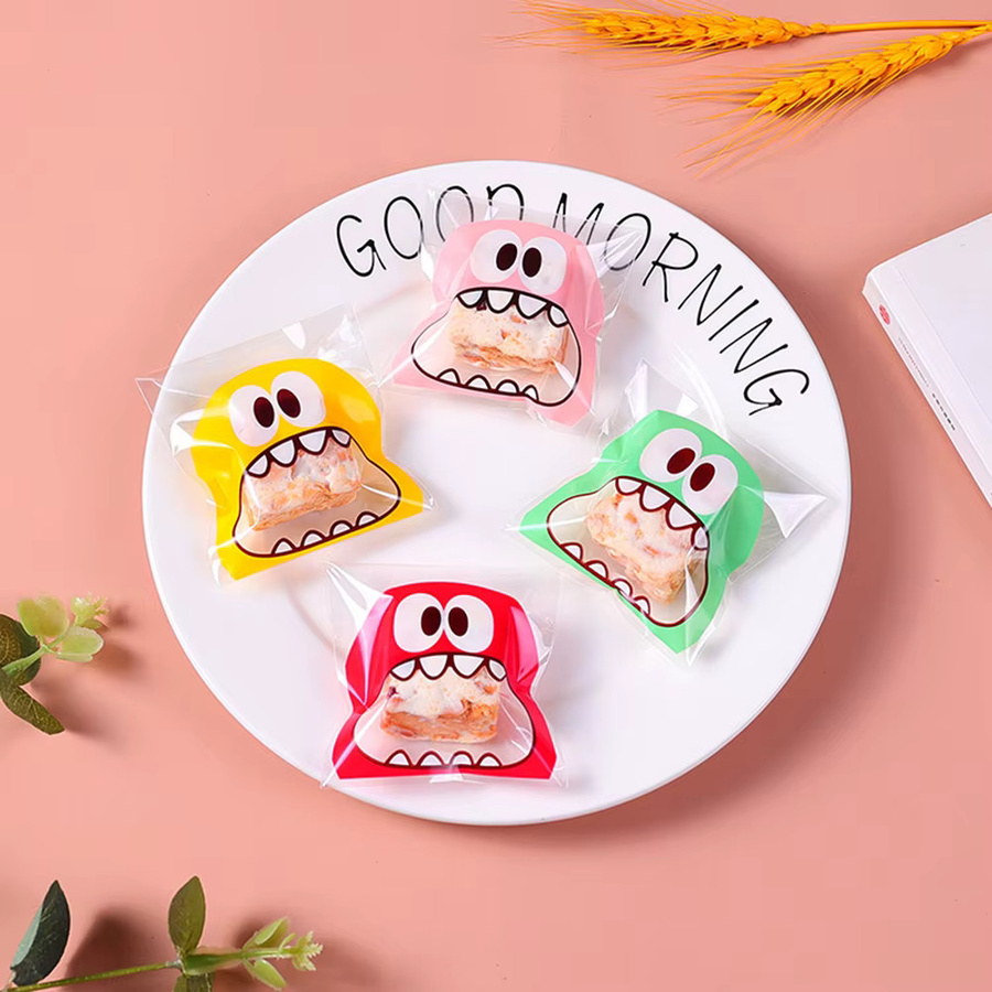 Selbstklebende Monster Cookie Taschen aus Zellophan für Süßigkeiten und Gebäck, Cartoon Design, Mehrfarbig - Bild 3
