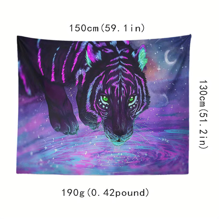 VIKAMA Neon Tiger Sternenhimmel Wandteppich als Wandbehang für dein Wohnzimmer oder Gaming Zimmer - Bild 2