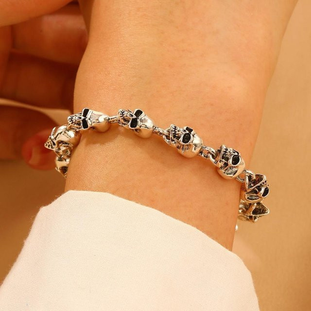 YULIN Perlenarmband, Totenkopf, Silber, Zinklegierung, Unisex - Bild 1