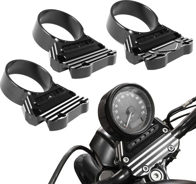 CNC Motorrad Tachometer Montagehalterung und Instrumentenabdeckung für Harley Sportster Iron XL 883 1200 in Schwarz - Bild 1