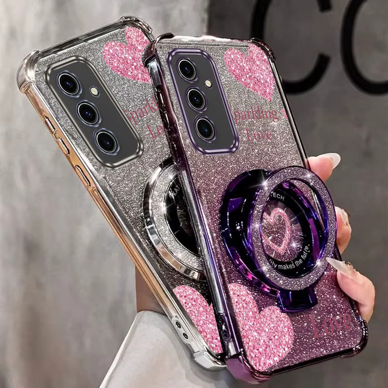 Glitzernde Handyhülle mit Perlenriemen für Samsung Galaxy S25 S24 S23 S22 S21 S20 FE Note 10 20 Plus Ultra in Lila - Bild 1