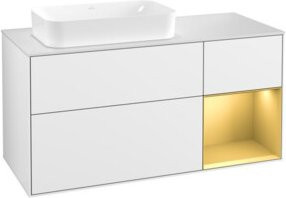 V&B Waschtischunterschrank Finion mit Wandbeleuchtung und Regalsystem, Weiß lackiert, Breite: 120 cm, Tiefe: 50,1 cm, Höhe: 50,1 cm - Bild 1