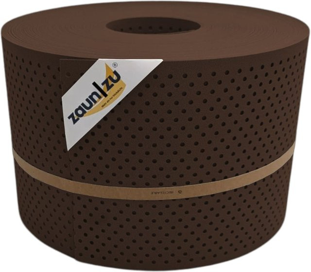 zaun zu Sichtschutzstreifen PP Premium gelocht für Doppelstabmattenzaun, semi-transparent, Braun, 50 m - Bild 1