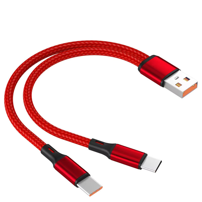 NNBILI USB auf USB-C Y-Splitter Schnellladekabel 5A in Rot - Bild 5