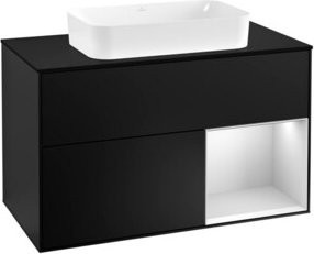 Villeroy & Boch Waschtischunterschrank Finion mit Abdeckplatte und Regalboden in Blau Lack, Breite: 100 cm, Tiefe: 50,1 cm - Bild 1