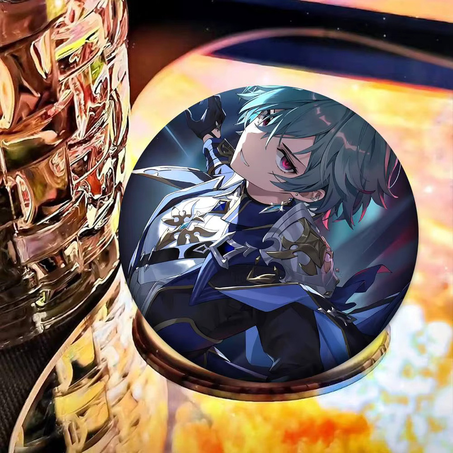 Genshin Impact Lohen Abzeichen Runde Kunstbrosche, Unisex - Bild 5