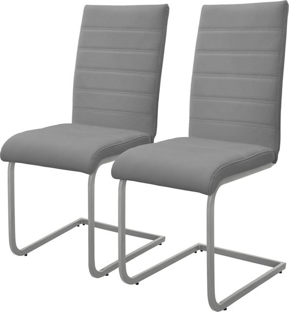 ML-Design Esszimmerstuhl Freischwinger 2er Set Grau aus Kunstleder mit Metallgestell - Bild 2