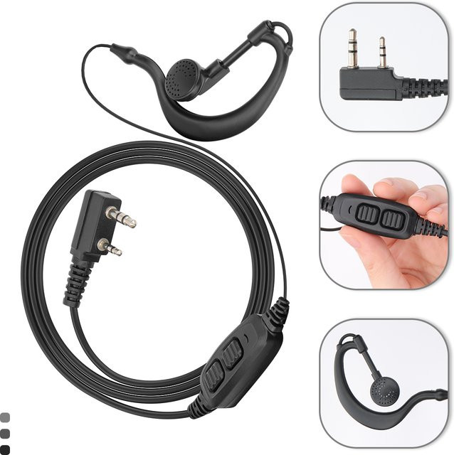 Baofeng Dual PTT Walkie Talkie Ohrhörer mit K Stecker in Schwarz für UV-5RH und UV-82 Amateurfunk - Bild 1