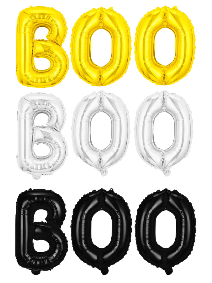3 Stück Black Boo Letter Folienballons in Schwarz für deine Halloween Party Dekoration, 16 Zoll - Bild 1