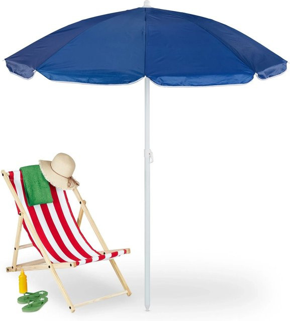 Relaxdays Balkonschirm aus Polyester in Blau, höhenverstellbar und knickbar - Bild 1