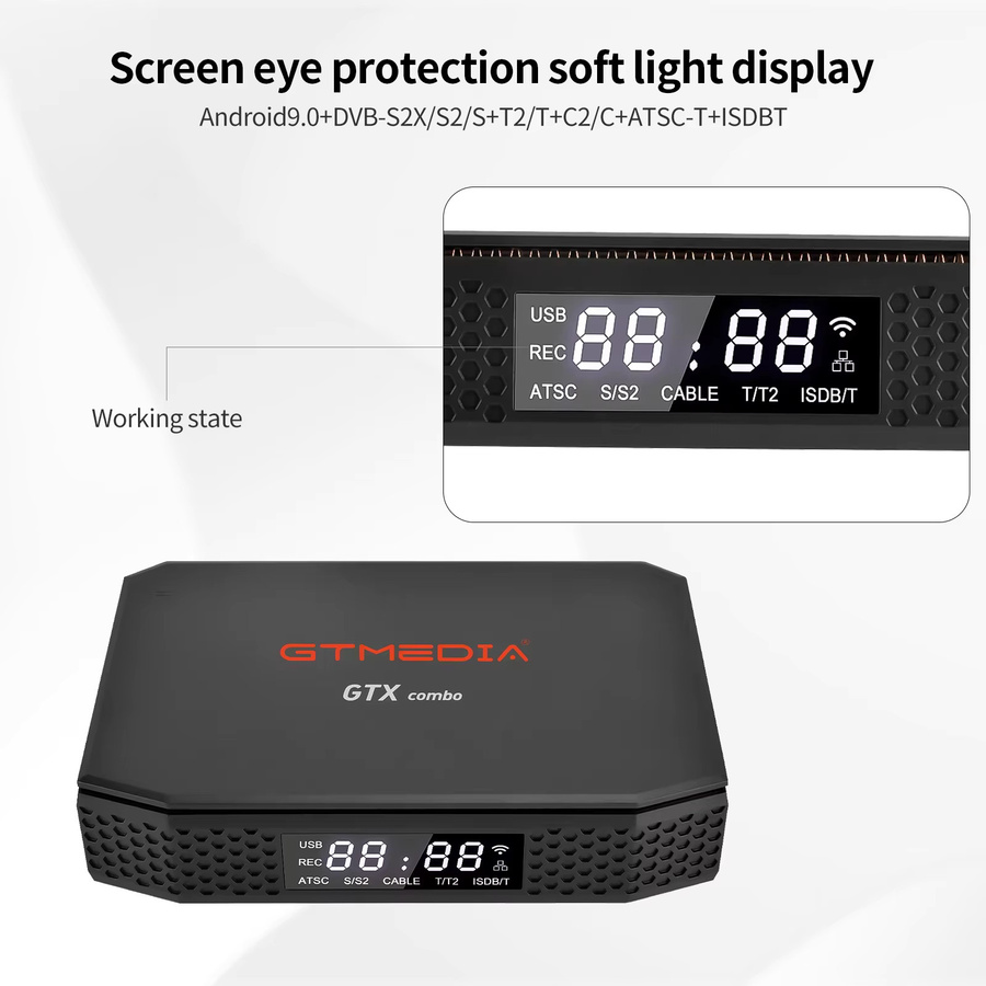 GTMEDIA GTX Combo TV-Box Android 9 Decoder mit DVB-S2/T2/C2, 2GB RAM, 32GB Speicher, 4K/8K Unterstützung, CA-Kartensteckplatz, CI+ 1.4, SATA-HDD und Bluetooth 4.1 in Schwarz - Bild 3