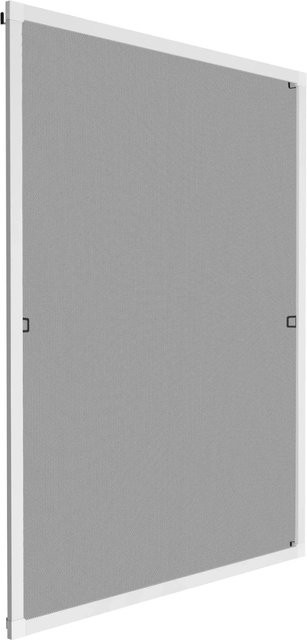 Tectake Fliegengitter mit Aluminiumrahmen und Glasfaser-Gewebe für Fenster, wetter- und UV-beständig, Weiß, B: 80 cm, H: 100 cm - Bild 1