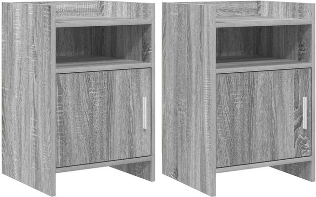 vidaXL Nachttische 2er-Set in Grau Sonoma aus Holzwerkstoff, B/T/H: 40 x 36 x 60 cm - Bild 1