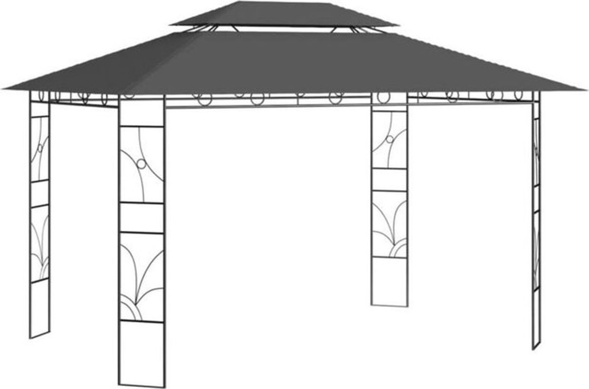 Vidaxl Pavillon Anthrazit aus Stahl und Polyester mit 160 g/m2 Material, B/T/H: 400 x 300 x 270 cm - Bild 1