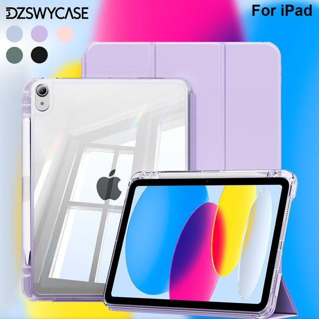 Transparente Hülle für Apple iPad mit Stifthalter-Abdeckung in Transparent und Purple - Bild 1