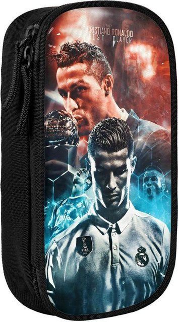 Fancy Style Studio Federmäppchen CR7 Fußball Design in Schwarz mit großer Kapazität - Bild 1