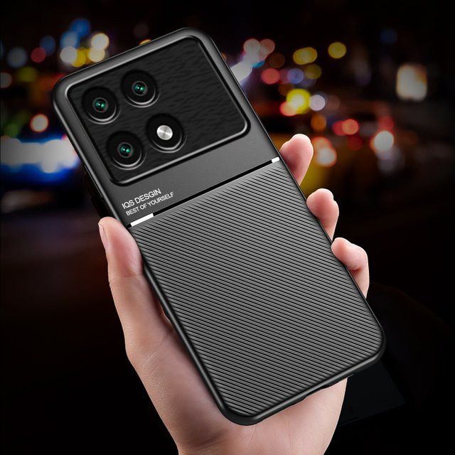 Clucy Magnetische Schutzhülle mit Ledertextur für Mi POCO X6, X7 Pro, F6 Pro und M6 Pro in Schwarz oder Rot - Bild 1