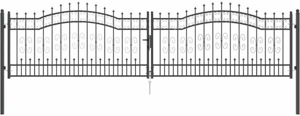 vidaXL Zauntor mit Speer-Top aus Stahl in Grau, B/H: 404 x 100 cm