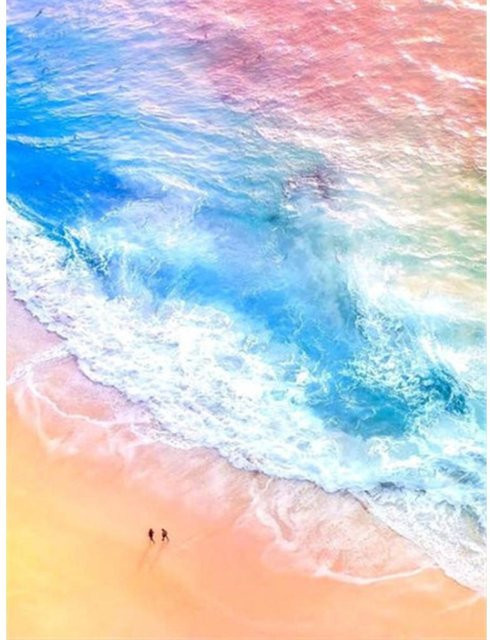 FIYO Diamond Painting Landschaft Sonnenuntergang am Meer, Mosaik Stickerei Set in Beige und Multicolour, B x H: 30 x 20 cm - Bild 1