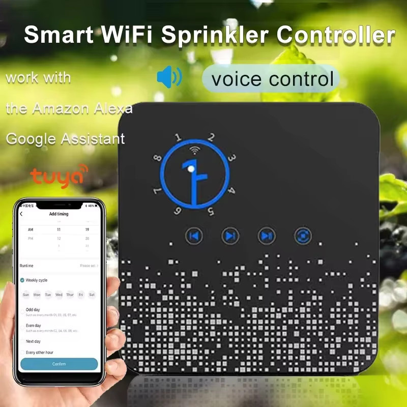 Tuya Smart WiFi Sprinkler Controller mit 8 Zonen, Automatischer Bewässerungstimer für Alexa und Google Smart Home, Schwarz - Bild 2