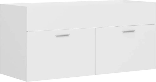 vidaXL Waschbeckenunterschrank Weiß aus Holzwerkstoff mit Türen, B/T/H: 100 x 38,5 x 46 cm - Bild 1