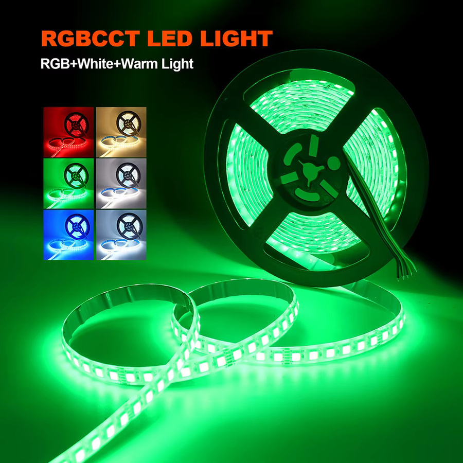 RAZEND RGB CCT LED-Streifenlicht 5 m, 5 Farben in 1 Chip, 12 V DC, RGBCCT 5050, wasserdicht IP67, multicolor - Bild 2