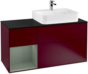 V&B Finion Waschtischunterschrank mit Abdeckplatte und Regalfach links, Farbe Peony Matt, Breite: 120 cm - Bild 1