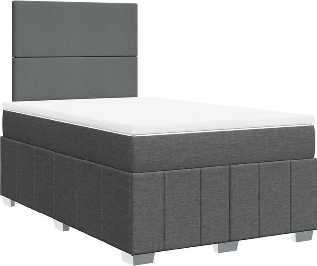 vidaXL Boxspringbett Hybrid mit Matratze und Taschenfederkern, Dunkelgrau und Weiß, B/T/H: 200 x 120 x 76,5 cm - Bild 1