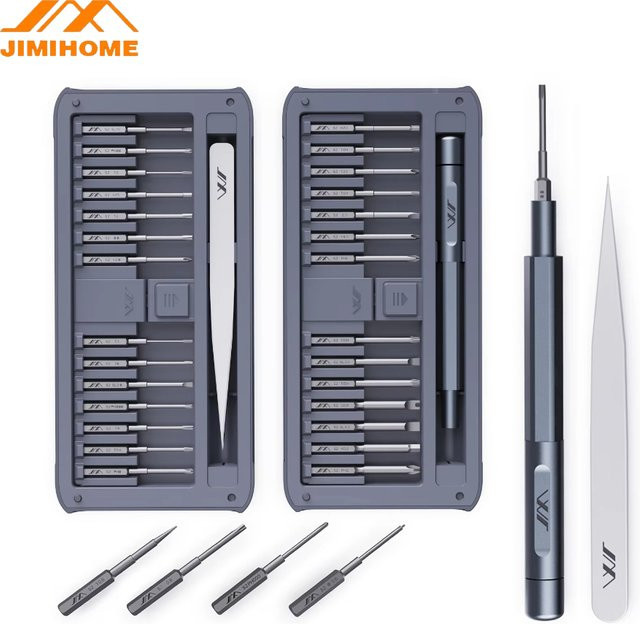 JIMIHOME GNT30 Multifunktions-optischer kleiner Schraubendreher-Satz in Schwarz und Grau als mobiles Reparaturwerkzeug - Bild 1