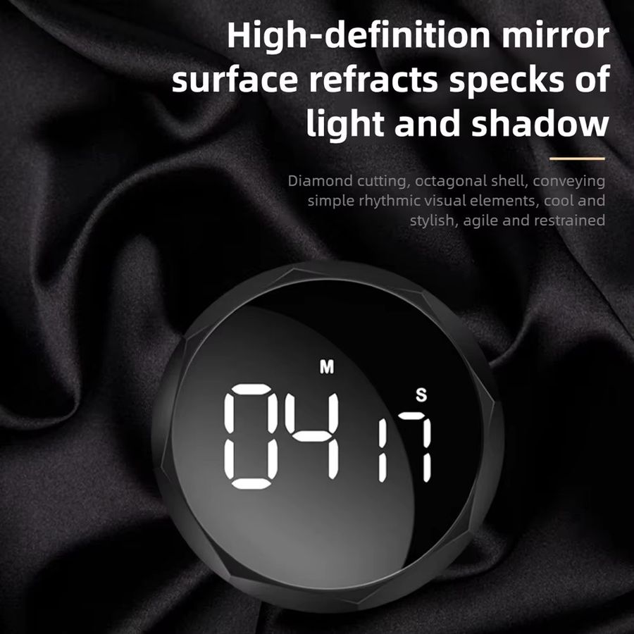 TINSOL Magnetischer Digitaler Timer in Schwarz als Rotierender Zeitmanagement-Wecker und Küchen-Kochzähler zum Kochen und Lernen - Bild 4