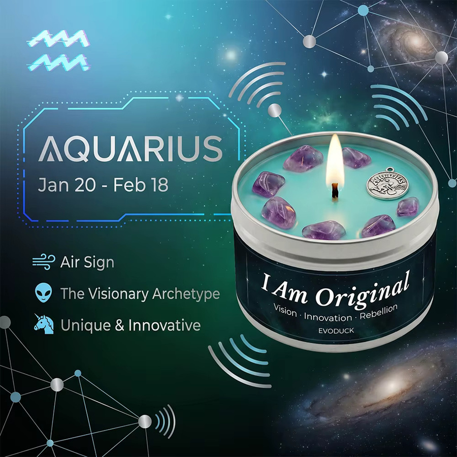 EVODUCK Aquarius Sternzeichen Duftkerze Ozon-Lavendel in Metalldose 85 g - Bild 3
