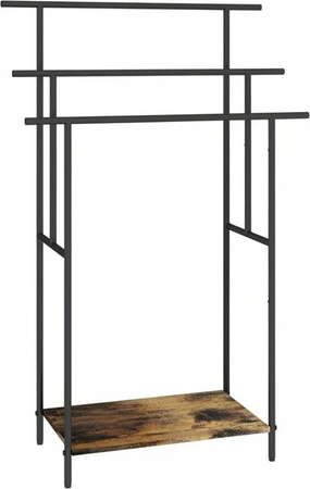 Relaxdays Handtuchständer mit Ablage aus Stahl im Industrial-Design, Schwarz/Dunkelbraun, B: 100 cm, H: 68 cm, T: 30 cm