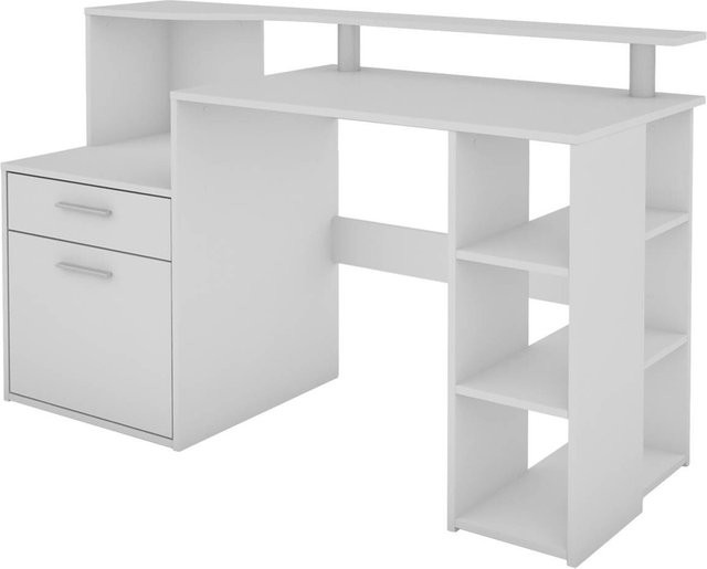 byLIVING Schreibtisch LOUIS in Weiß mit Melaminbeschichtung, B/H/T: 140 x 89 x 55 cm - Bild 1