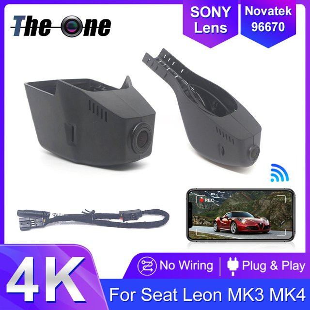HESHECAM 4K Dash Cam mit WIFI für Seat Leon MK3 MK4 2017-2025, Vorne und Hinten Auto Kamera Recorder in Schwarz - Bild 1