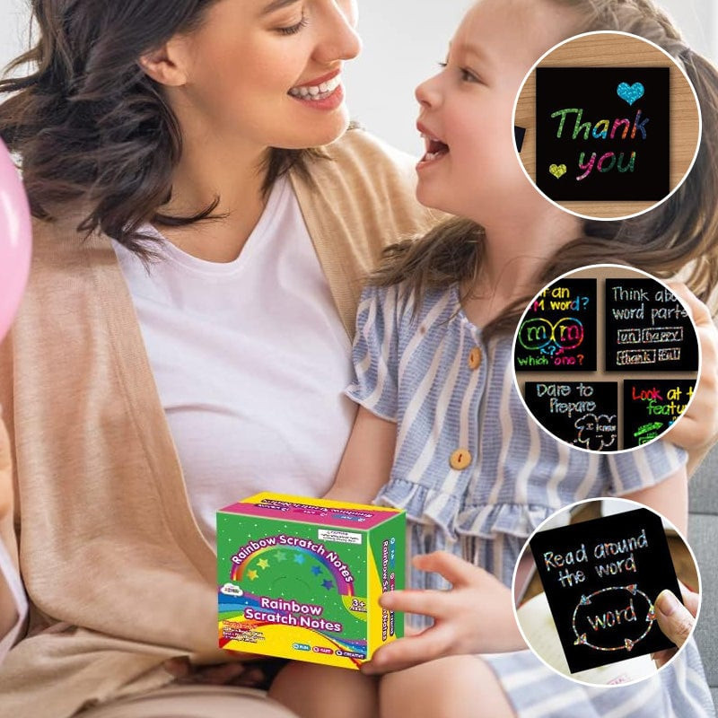 Yiran Furniture DIY Regenbogen-Magie-Kratzpapier-Kunstset mit 100 Blatt buntem Scraping-Malpapier für Kinder - Bild 4