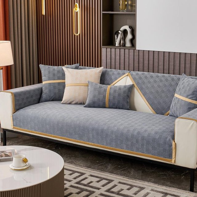 Hochwertiger Chenille Sofabezug von Super Six in Grau, rutschfester Universal-Schonbezug für dein Sofa, Breite: 70 cm, Höhe: 70 cm - Bild 1