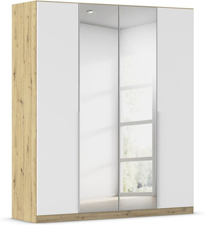RAUCH ORANGE Drehtürenschrank Alabama mit Spiegel in Weiß und Eiche Artisan, B/T/H: 181 x 54 x 210 cm