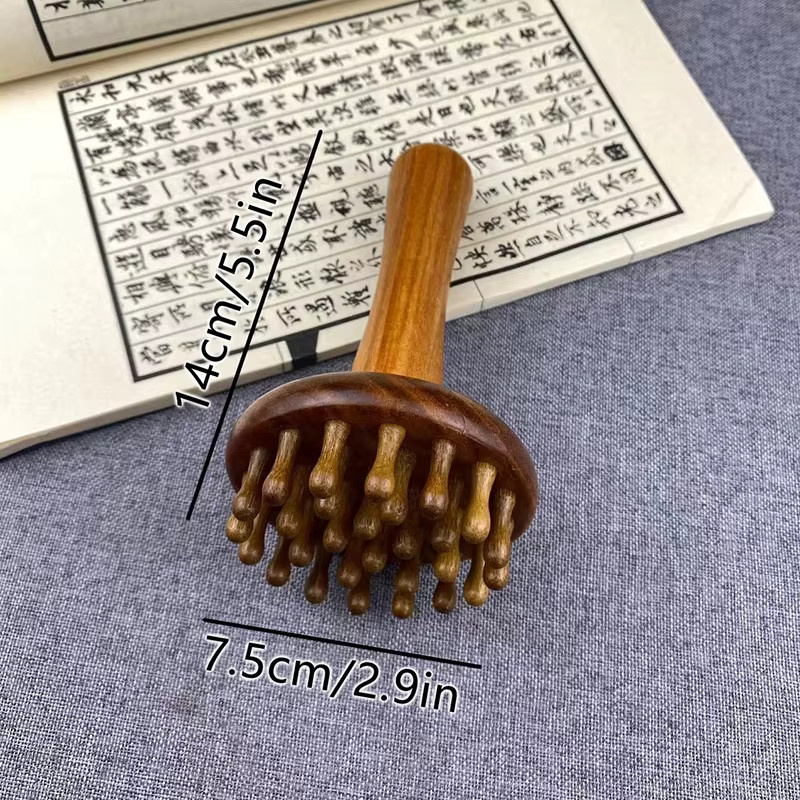 Meridian Gua Sha Massagebürste aus Sandelholz, Unisex - Bild 4