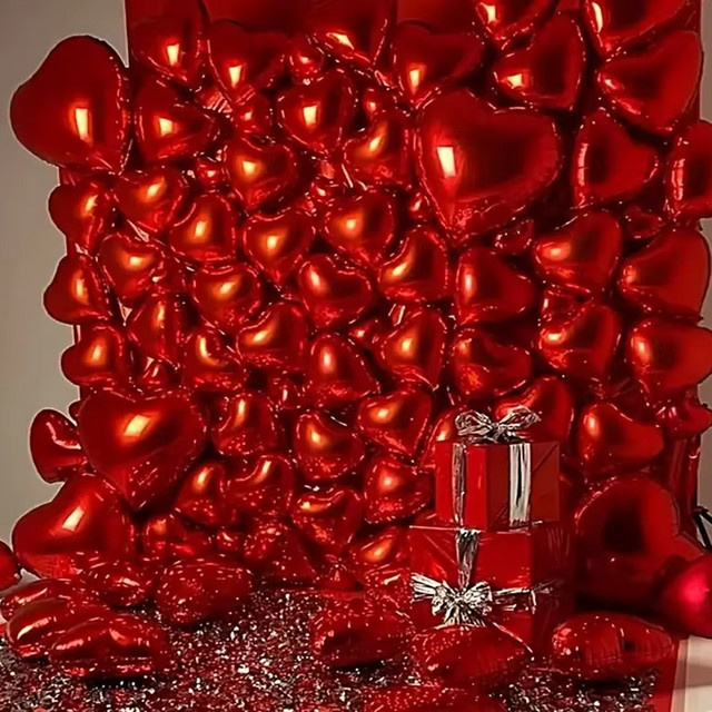 50 Stück rote Herz-Luftballons in Herzform für Geburtstag, Hochzeit, Weihnachten und Party-Dekoration - Bild 1