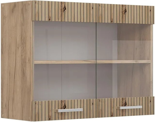 Vicco R-Line Küchenglasschrank Glashängeschrank Artisan-Eiche/Goldkraft Eiche, B/H/T: 80 x 60 x 31 cm - Bild 1
