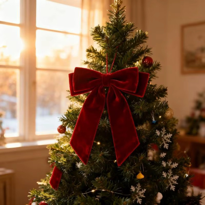 YAS Samt-Schleifen-Ornament in Braun als Weihnachts-Hängeanhänger für deine Feiertagsdekoration - Bild 4