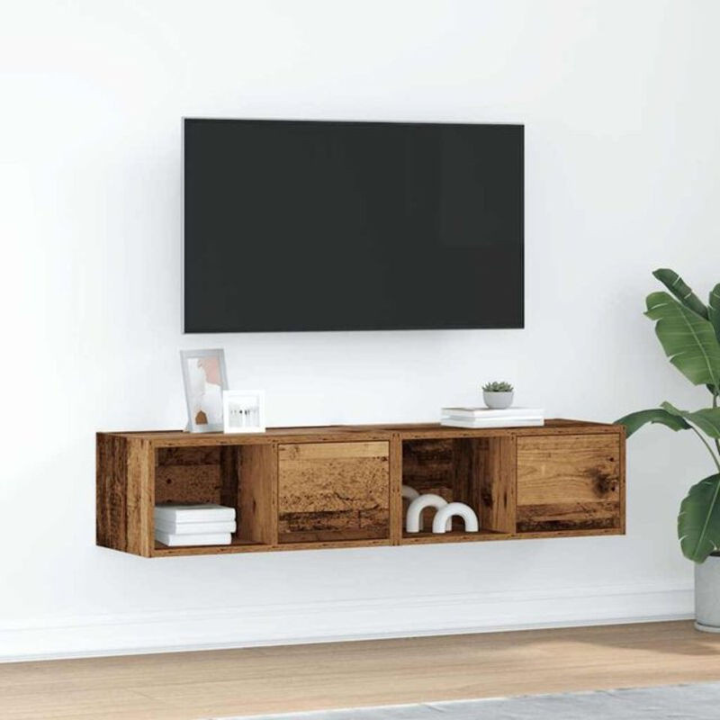 Vidaxl TV-Schrank Set 2 Stück in Braun im Landhaus und Industrial Stil aus Holzwerkstoff B/H/T: 60 x 25,5 x 31 cm - Bild 1