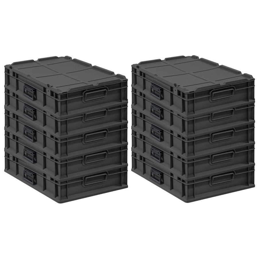 PROREGAL Eurobox Nextgen Transportbox Set, 10 Stück, Schwarz, H x B x T: 13,5 x 40 x 60 cm, 23 Liter pro Box - Bild 2