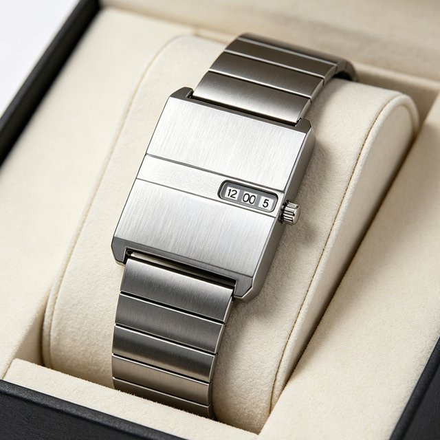 ZBJP Armbanduhr Digital, Quarz, Edelstahl, Eckig, Silber, Unisex - Bild 1