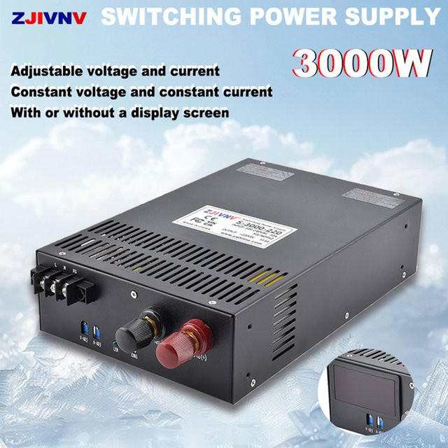 ZJIVNV Schaltnetzteil AC-DC SMPS mit CC CV Regelung für Industrieautomation, 12V-350V, Schwarz - Bild 1