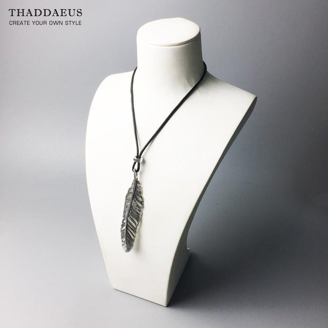 Wucifang Jewelry Lederhalskette, Federn, Seilkette, 60cm, Herren, white - Bild 1