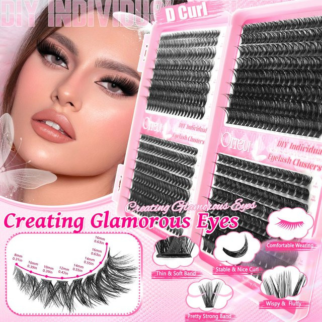 Orreu Wimpernverlängerungs-Set, Einzelne Wimpernbüschel, Unisex - Bild 1