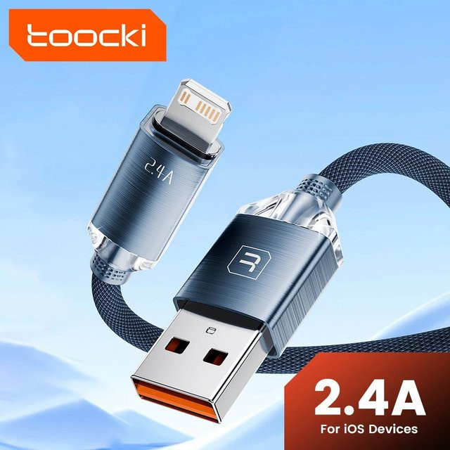 Toocki USB-A auf Lightning Schnellladekabel für iPhone und AirPods in Grau - Bild 1