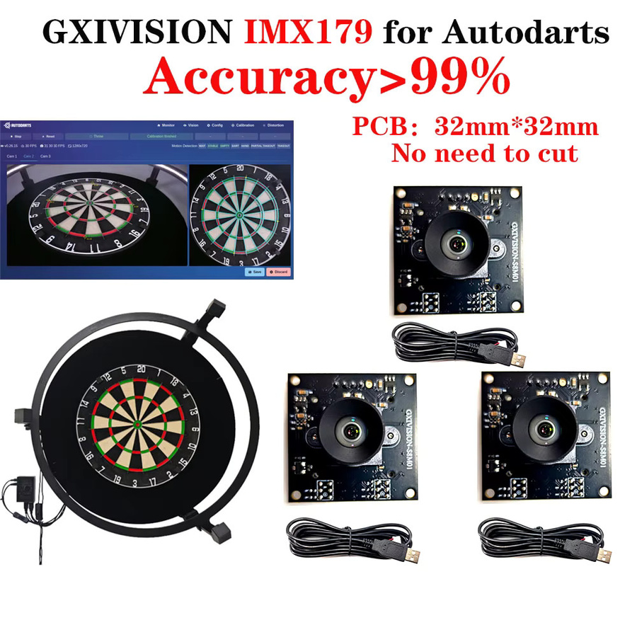 GXIVISION IMX179 Kamera Modul mit 3mm Linse ohne Verzerrung, Schwarz, kompatibel für Autodarts.io DIY Webcam mit USB-C Anschluss - Bild 3